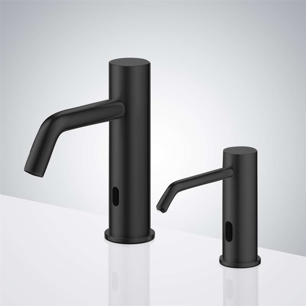 Fontana Matte Black Commercial Touchless Sensor Faucet & Touchless Soap Dispenser