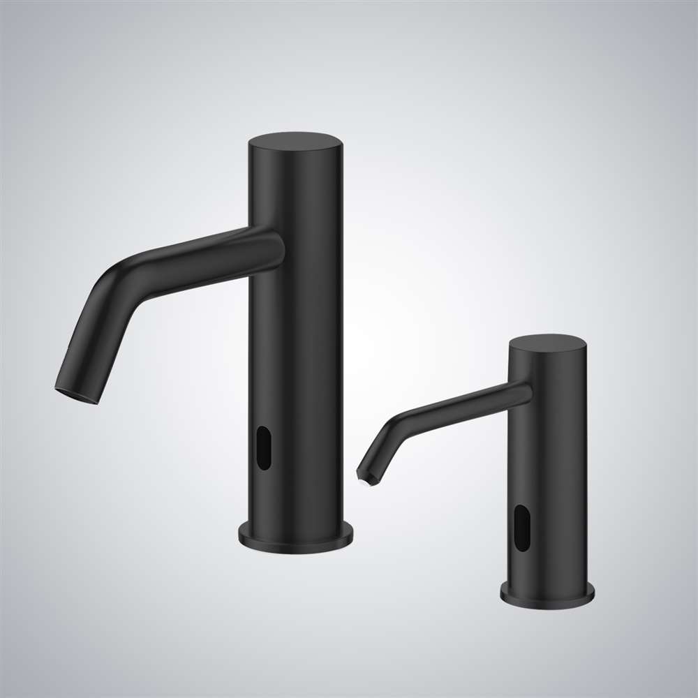 Fontana Matte Black Commercial Touchless Sensor Faucet & Touchless Soap Dispenser