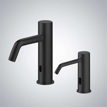 Fontana Matte Black Commercial Touchless Sensor Faucet & Touchless Soap Dispenser