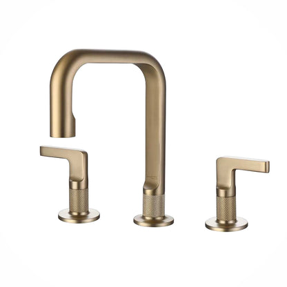 Fontana Meda Dual Control Hot and Cold Water Deck Mounted Brushed Gold Widespread Faucet