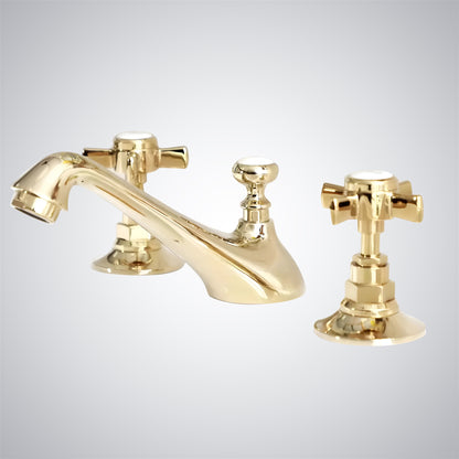 Fontana Melilla 8" Widespread Dual Handle Gold Deck Mounted Faucet
