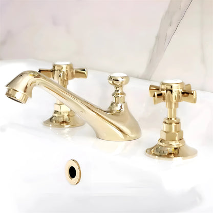 Fontana Melilla 8" Widespread Dual Handle Gold Deck Mounted Faucet