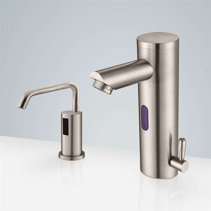 Fontana Melun Motion Sensor Brushed Nickel Faucet and Automatic Touchless Commercial Soap Dispenser