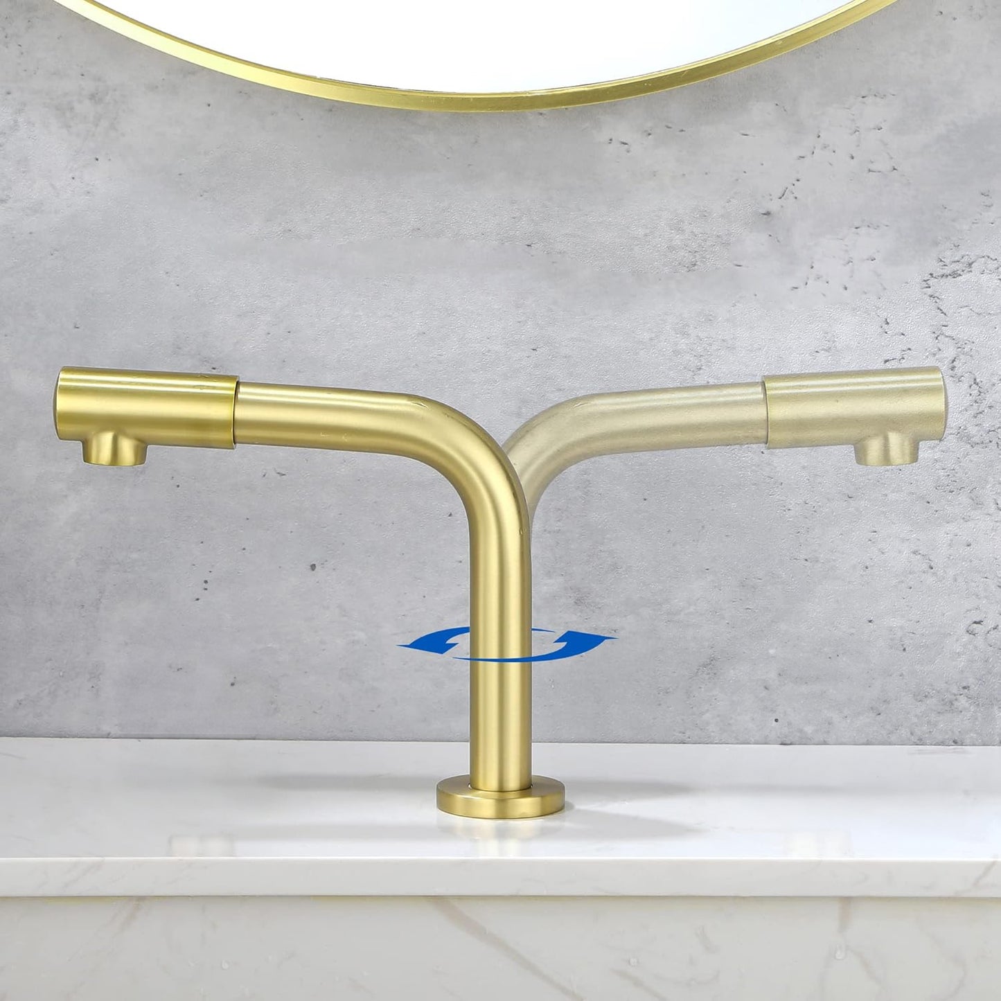 Fontana Mer Modern Touchless Deck Mounted Swivel Spout Brushed Gold Faucet