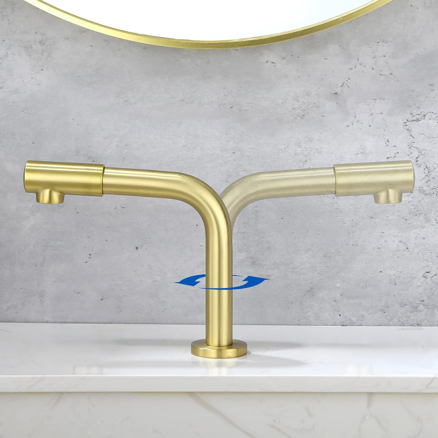 Fontana Mer Modern Touchless Deck Mounted Swivel Spout Brushed Gold Faucet
