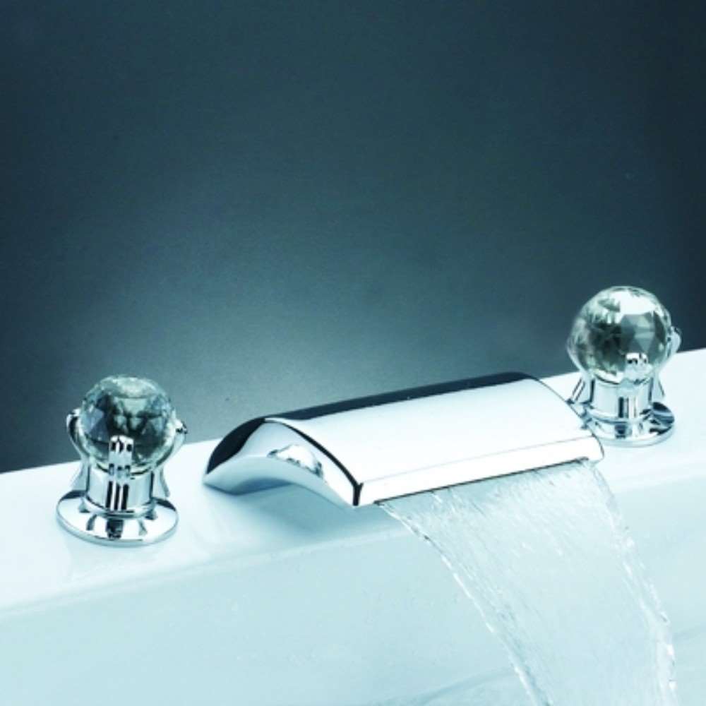 Fontana Millo Wide Spout Dual Handle Chrome Waterfall Bathtub Faucet