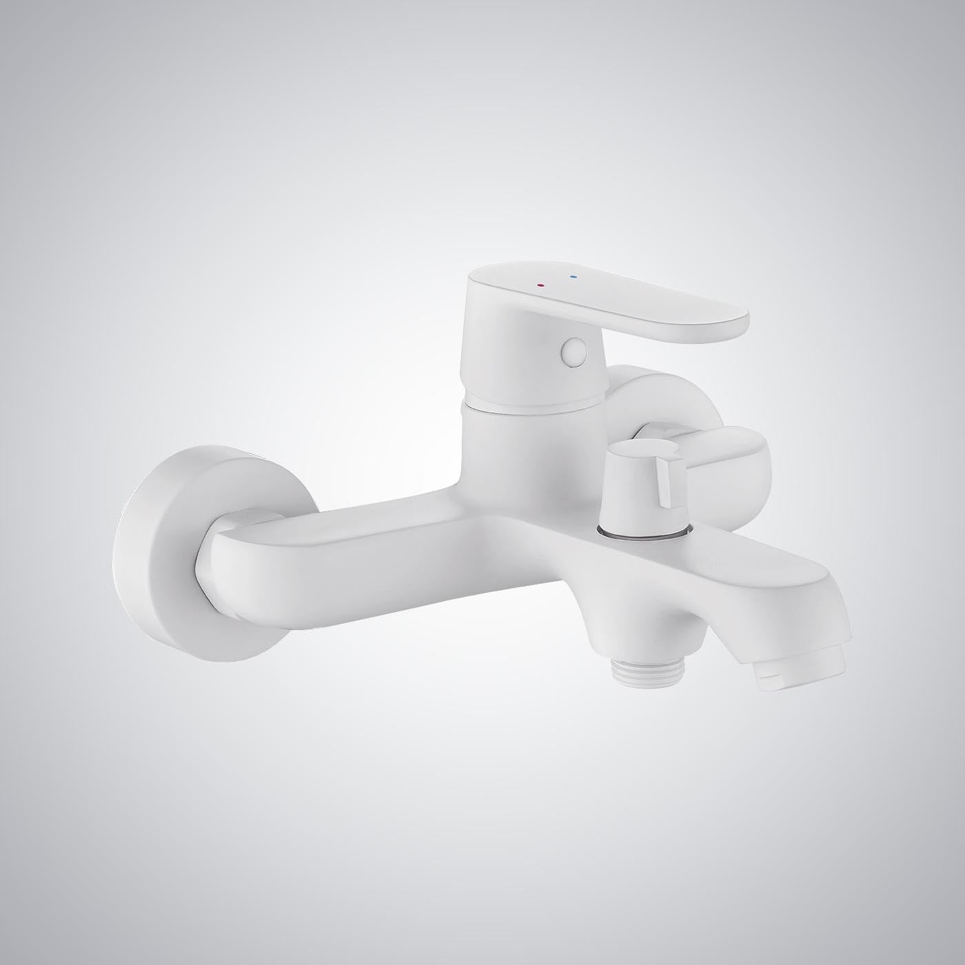 Fontana Montbeliard Wall Mounted White Faucet and Hand Shower Set