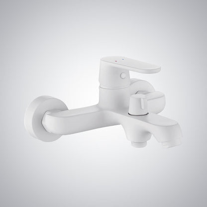 Fontana Montbeliard Wall Mounted White Faucet and Hand Shower Set
