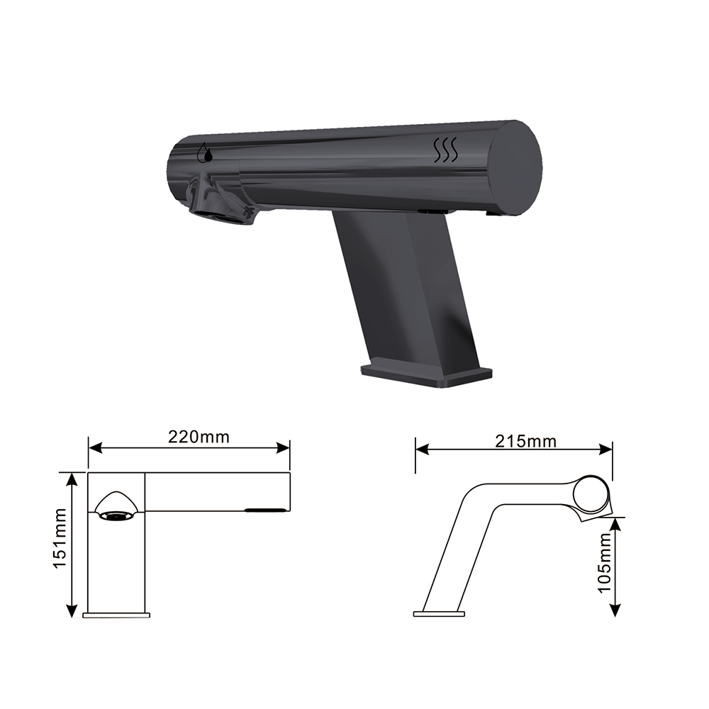 Fontana Montpellier 2 in 1 High Speed Touchless Sensor Matte Black Faucet With Hand Dryer