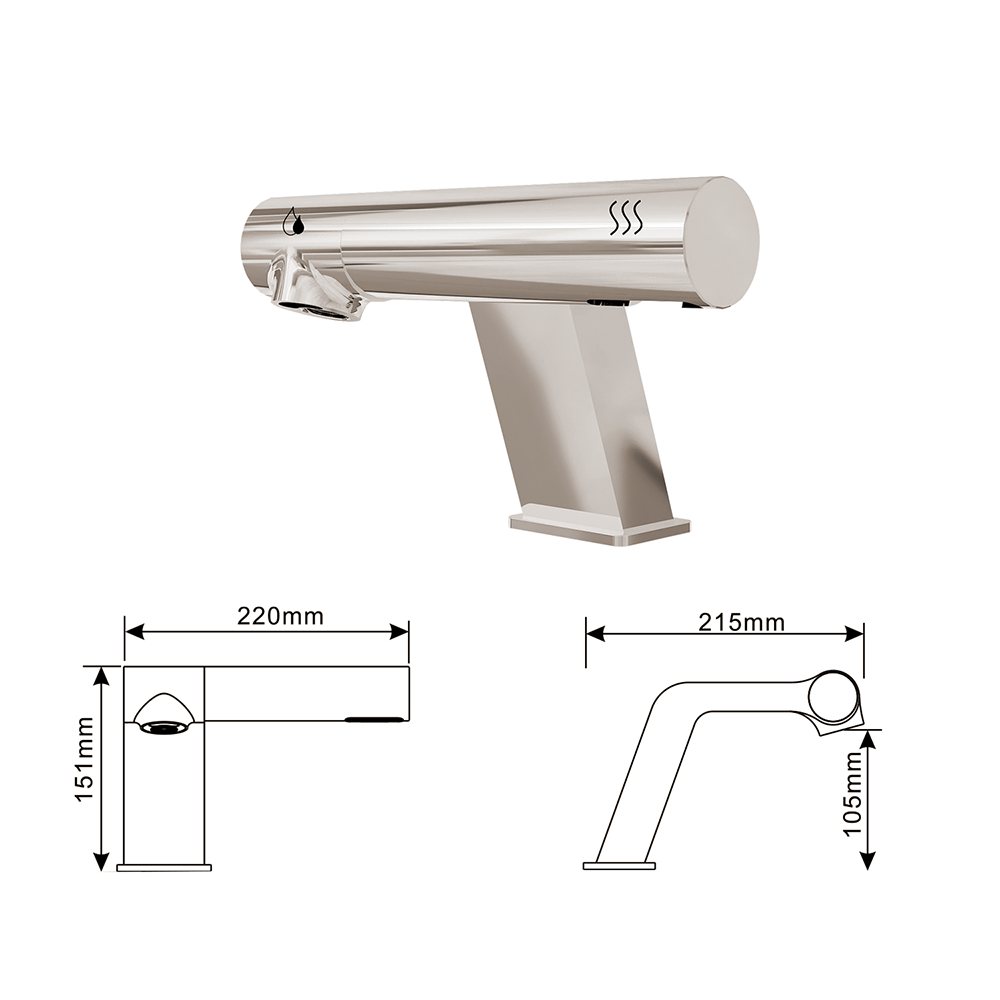 Fontana Montpellier 2 in 1 High Speed Touchless Sensor Satin Nickel Faucet With Hand Dryer