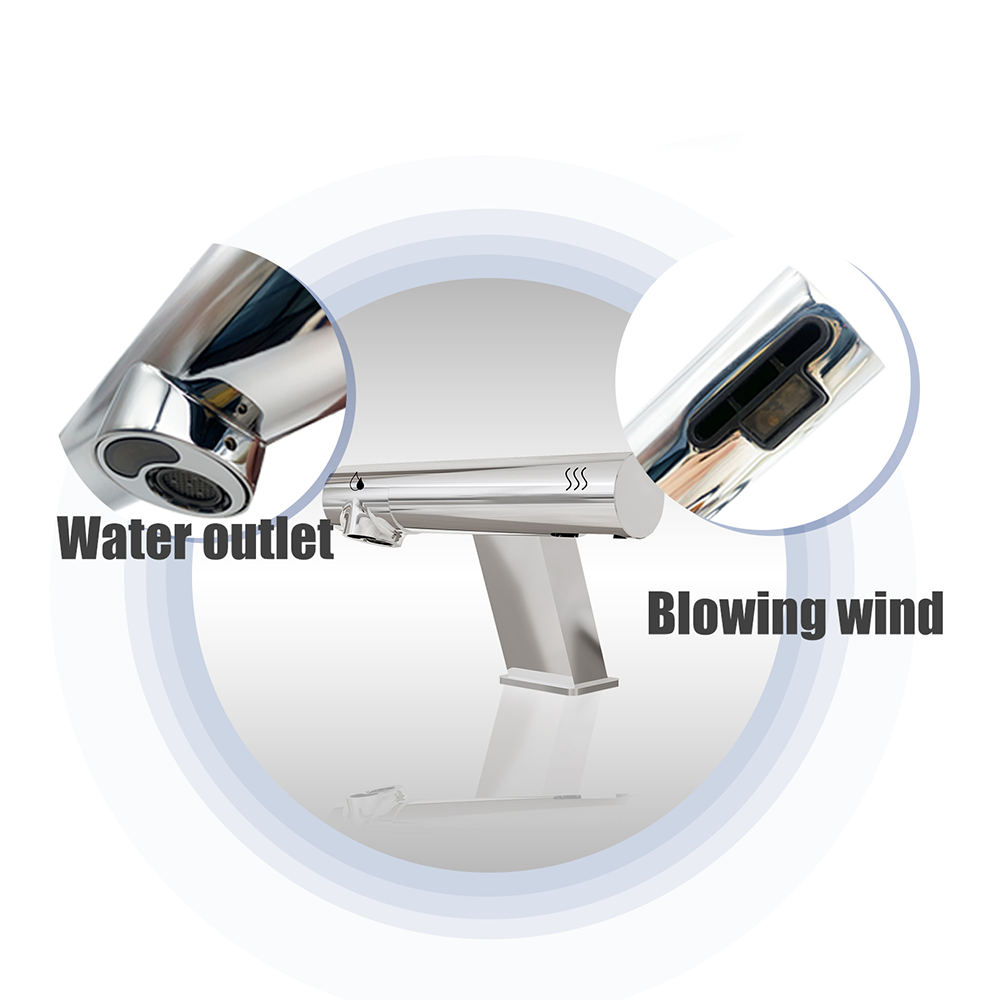 Fontana Montpellier 2 in 1 High Speed Touchless Sensor Satin Nickel Faucet With Hand Dryer