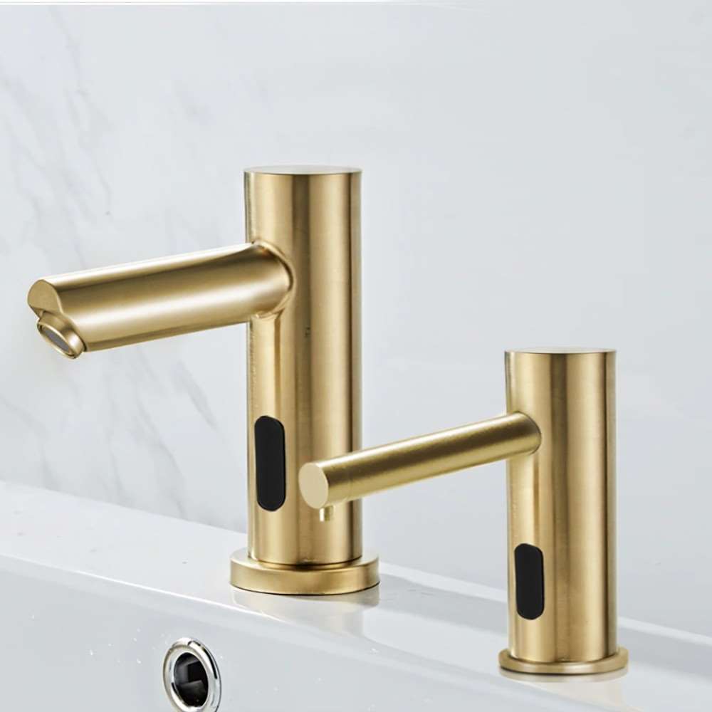 Fontana Montpellier Automatic Brushed Gold Faucet and Soap Dispenser
