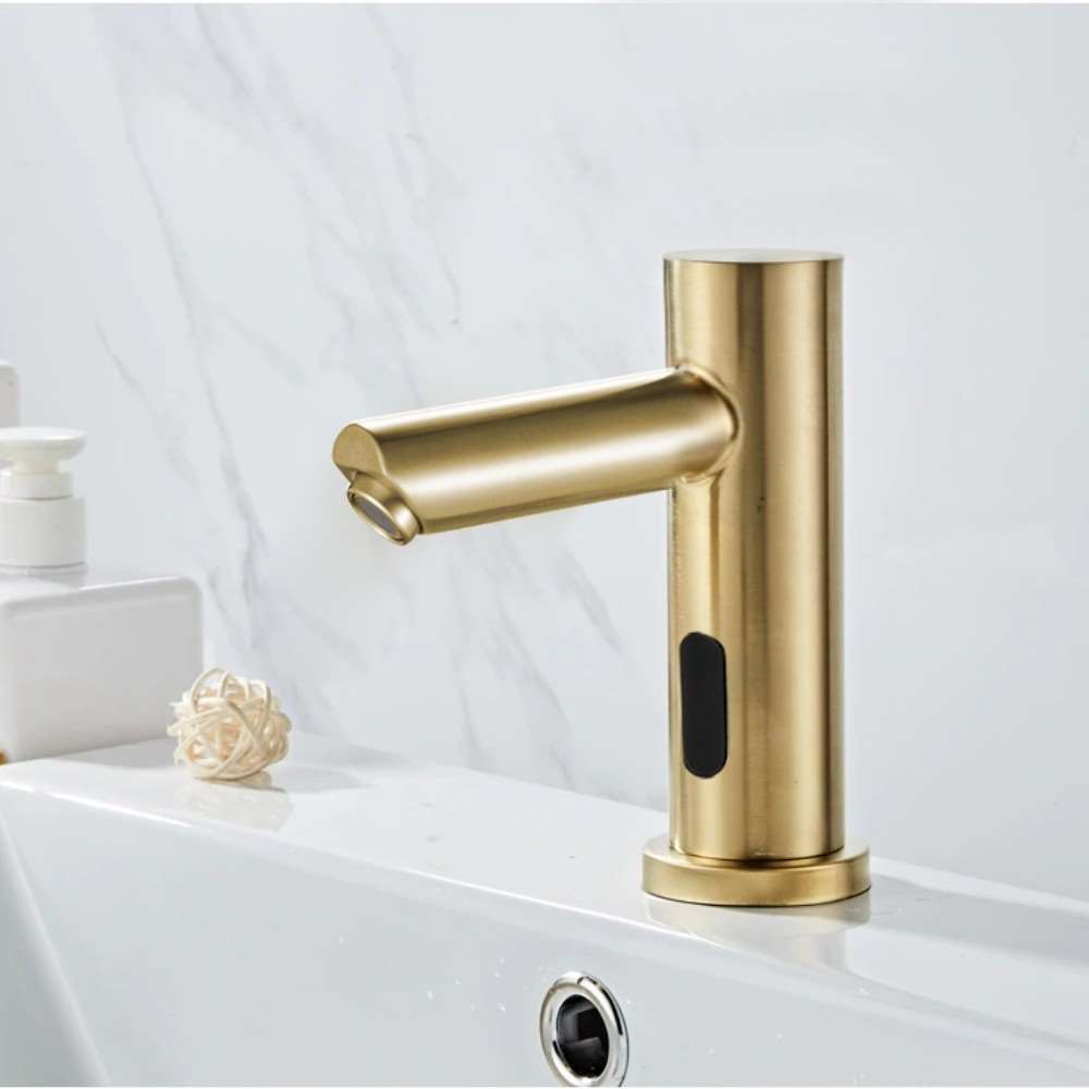 Fontana Montpellier Automatic Brushed Gold Faucet and Soap Dispenser