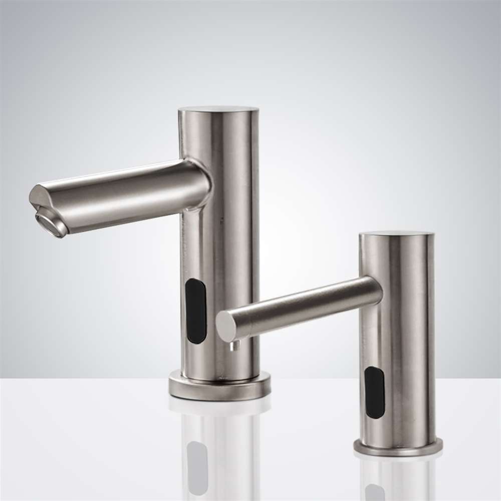 Fontana Montpellier Automatic Brushed Nickel Faucet and Soap Dispenser