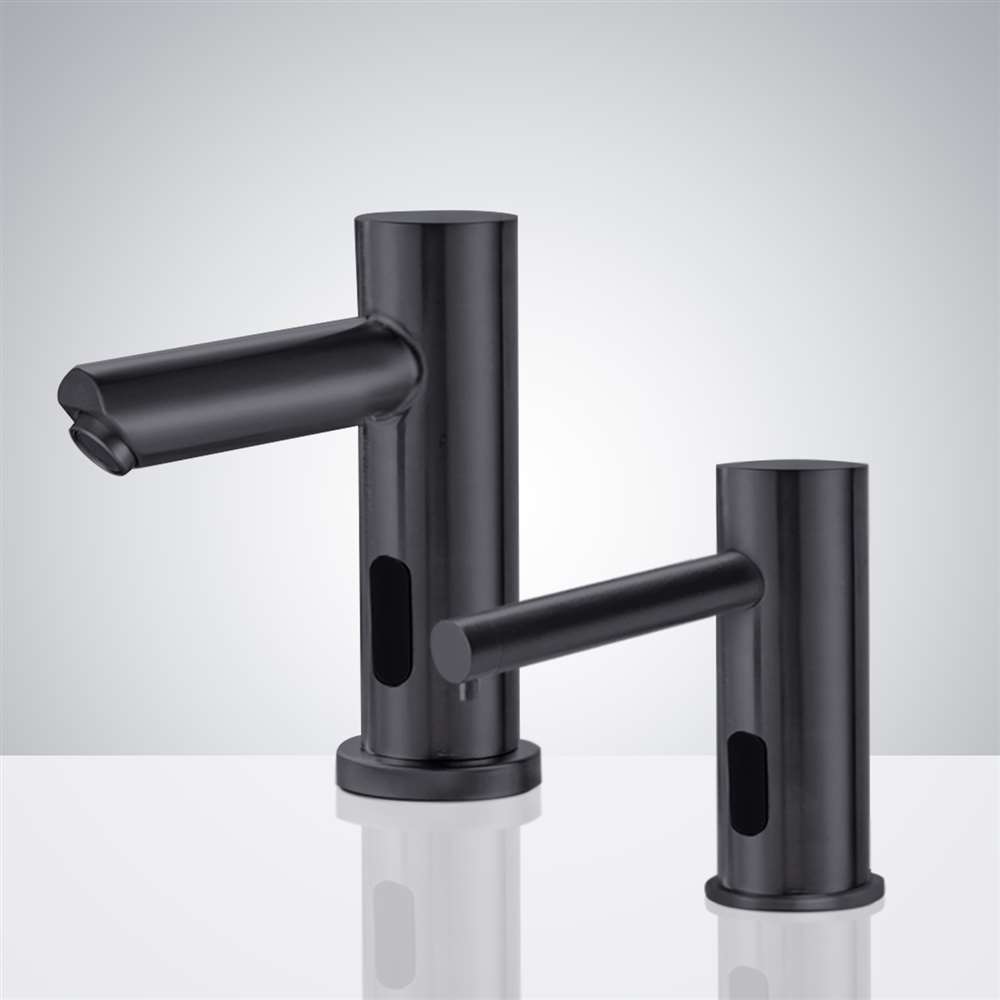 Fontana Montpellier Automatic Matte Black Faucet and Soap Dispenser