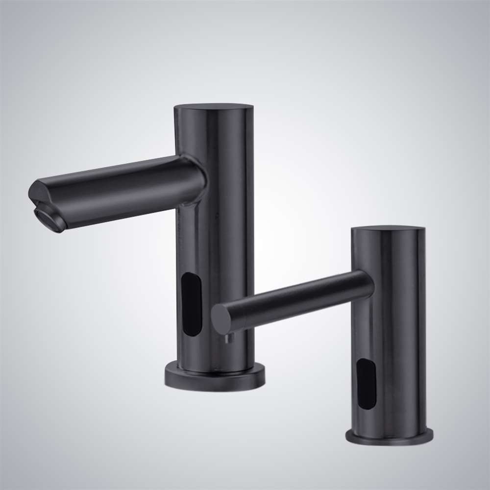 Fontana Montpellier Automatic Matte Black Faucet and Soap Dispenser