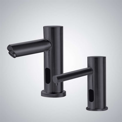 Fontana Montpellier Automatic Matte Black Faucet and Soap Dispenser