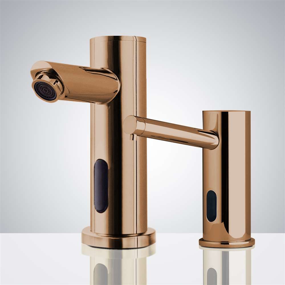 Fontana Montpellier Automatic Rose Gold Faucet and Soap Dispenser