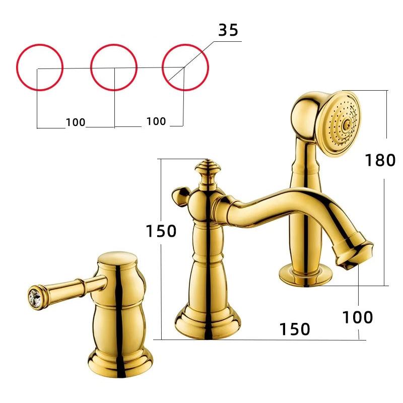 Fontana Nemi 3-Hole Mount Gold Deck Mounted Faucet