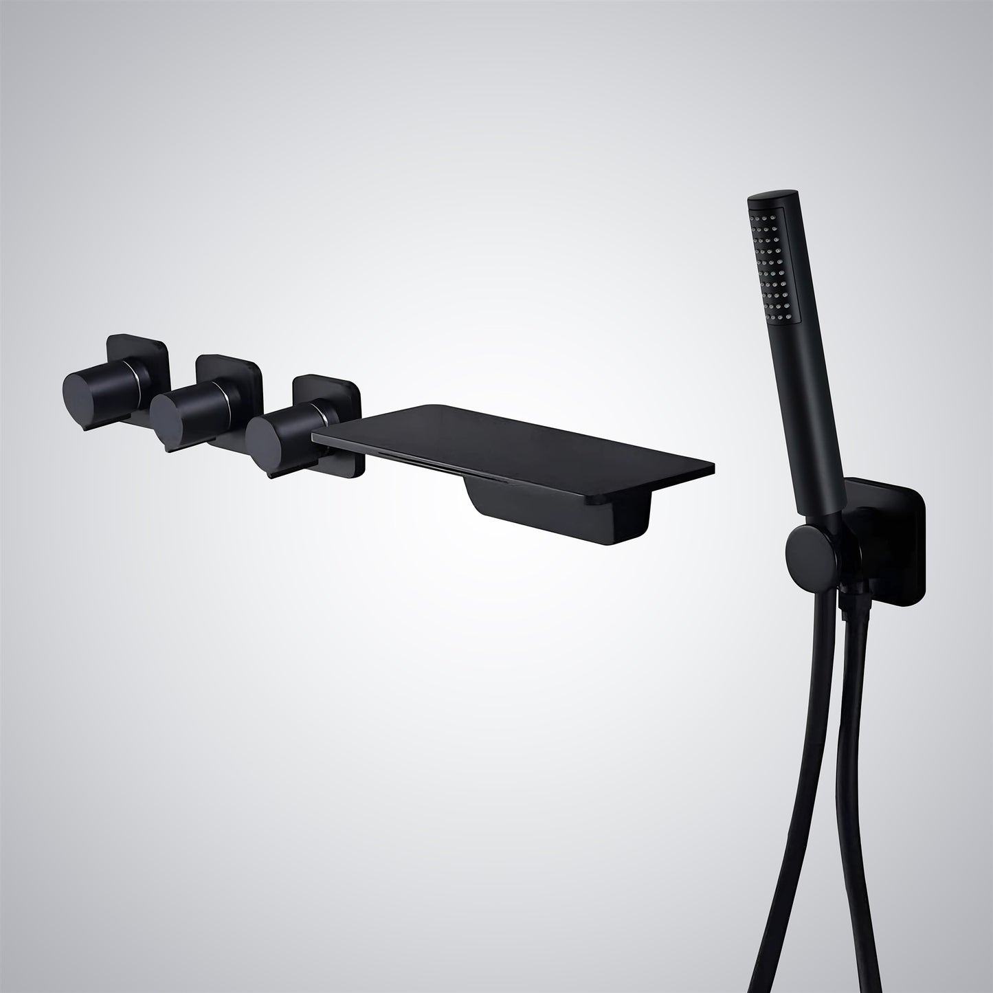 Fontana Ocana Three Handle Wall Mounted Matte Black Bathtub Faucet