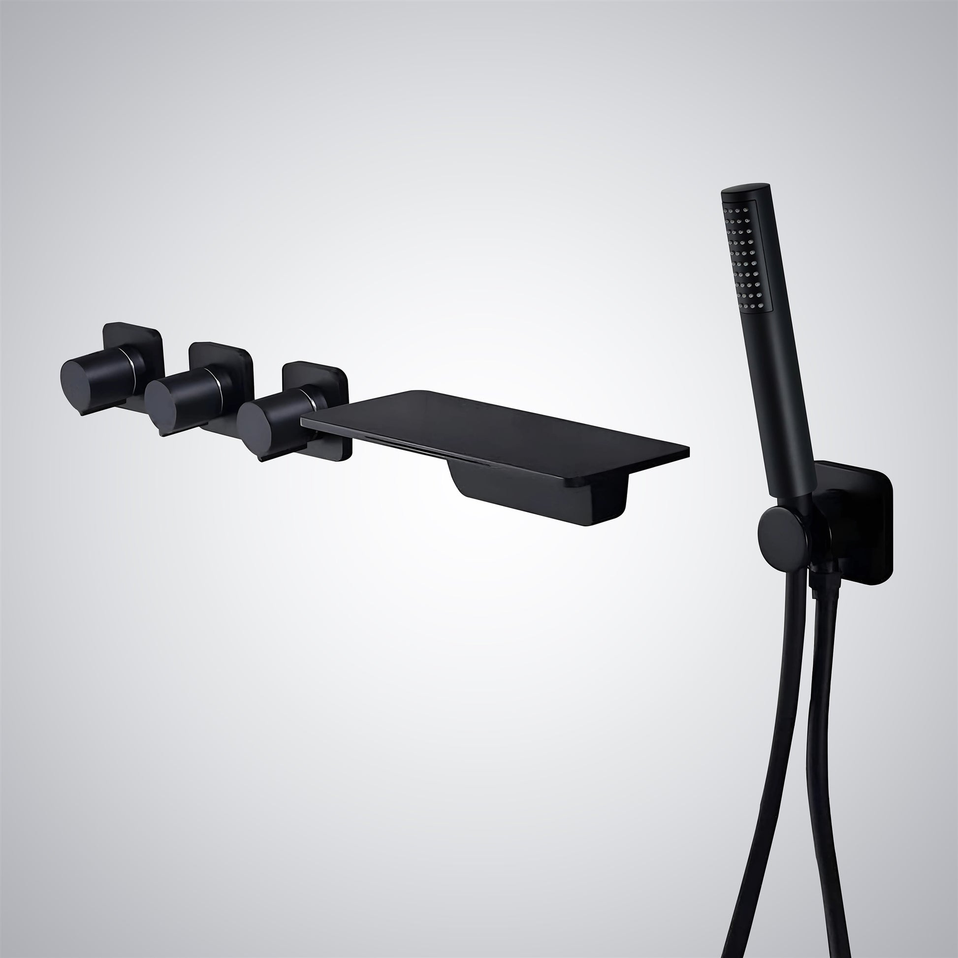 Fontana Ocana Three Handle Wall Mounted Matte Black Bathtub Faucet