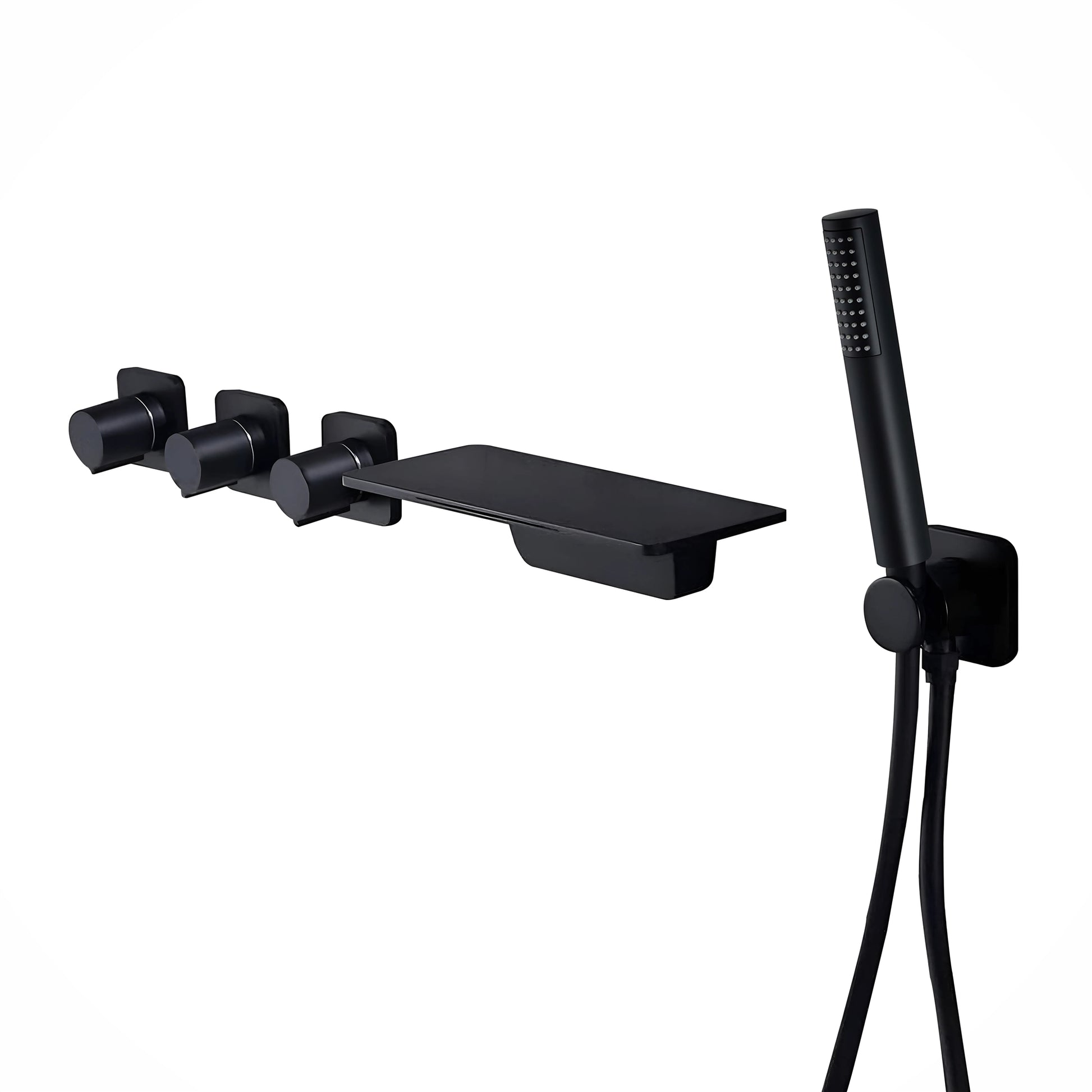 Fontana Ocana Three Handle Wall Mounted Matte Black Bathtub Faucet
