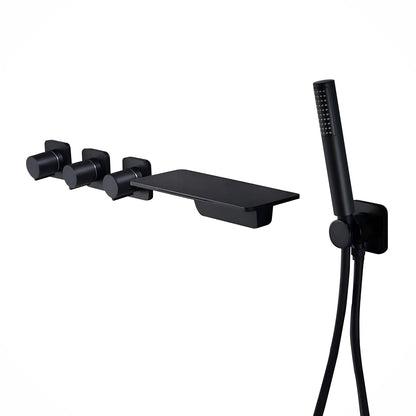 Fontana Ocana Three Handle Wall Mounted Matte Black Bathtub Faucet
