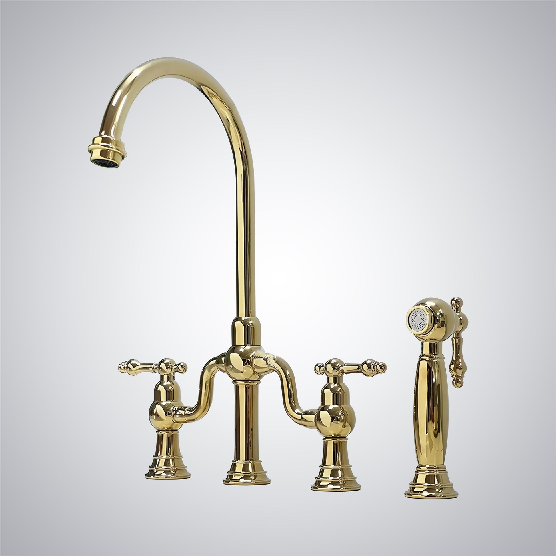 Fontana Olmedo Dual Handle Deck Mounted Pull Out Gold Modern Faucet