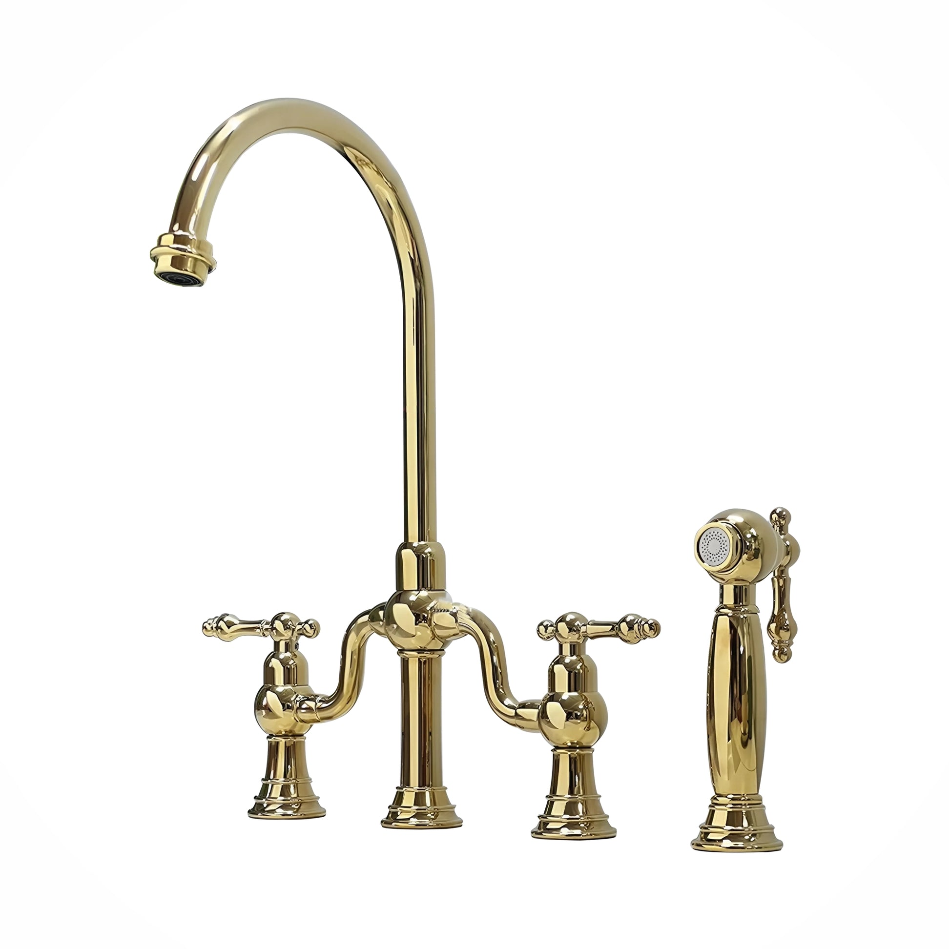 Fontana Olmedo Dual Handle Deck Mounted Pull Out Gold Modern Faucet