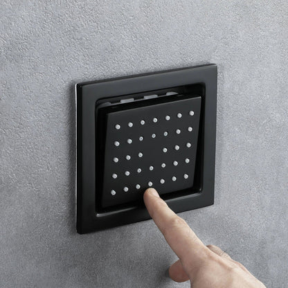 Fontana Pescara Matte Black Recessed Ceiling Mount Luxurious Touch Panel Controlled Thermostatic LED Musical Rainfall Waterfall Mist Shower System With Hand Shower and 3-Jet Body Sprays