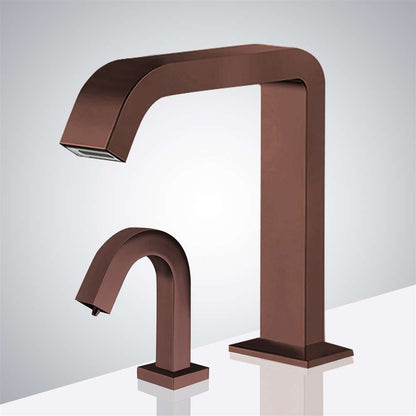 Fontana Pforzheim Touchless Automatic Light Oil Rubbed Bronze Faucet and Liquid Soap Dispenser