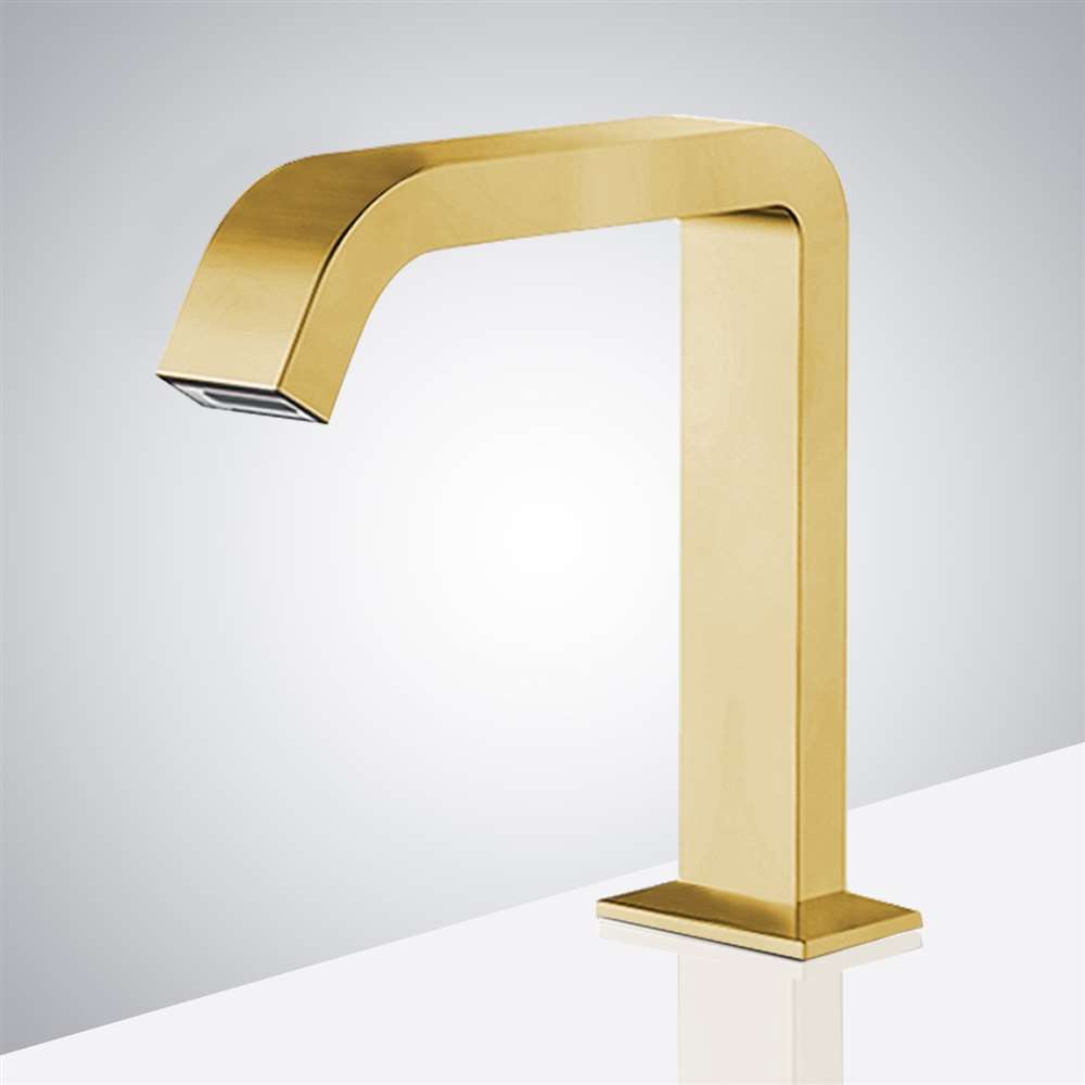 Fontana Pforzheim Touchless Automatic Sensor Brushed Gold Faucet and Liquid Soap Dispenser