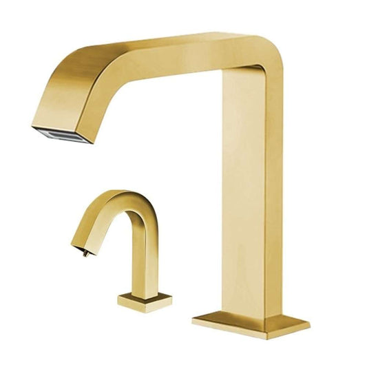 Fontana Pforzheim Touchless Automatic Sensor Brushed Gold Faucet and Liquid Soap Dispenser