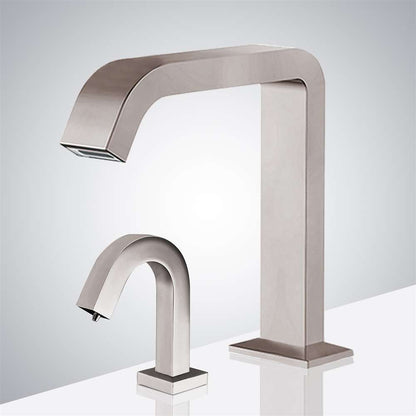 Fontana Pforzheim Touchless Automatic Sensor Brushed Nickel Faucet and Liquid Soap Dispenser