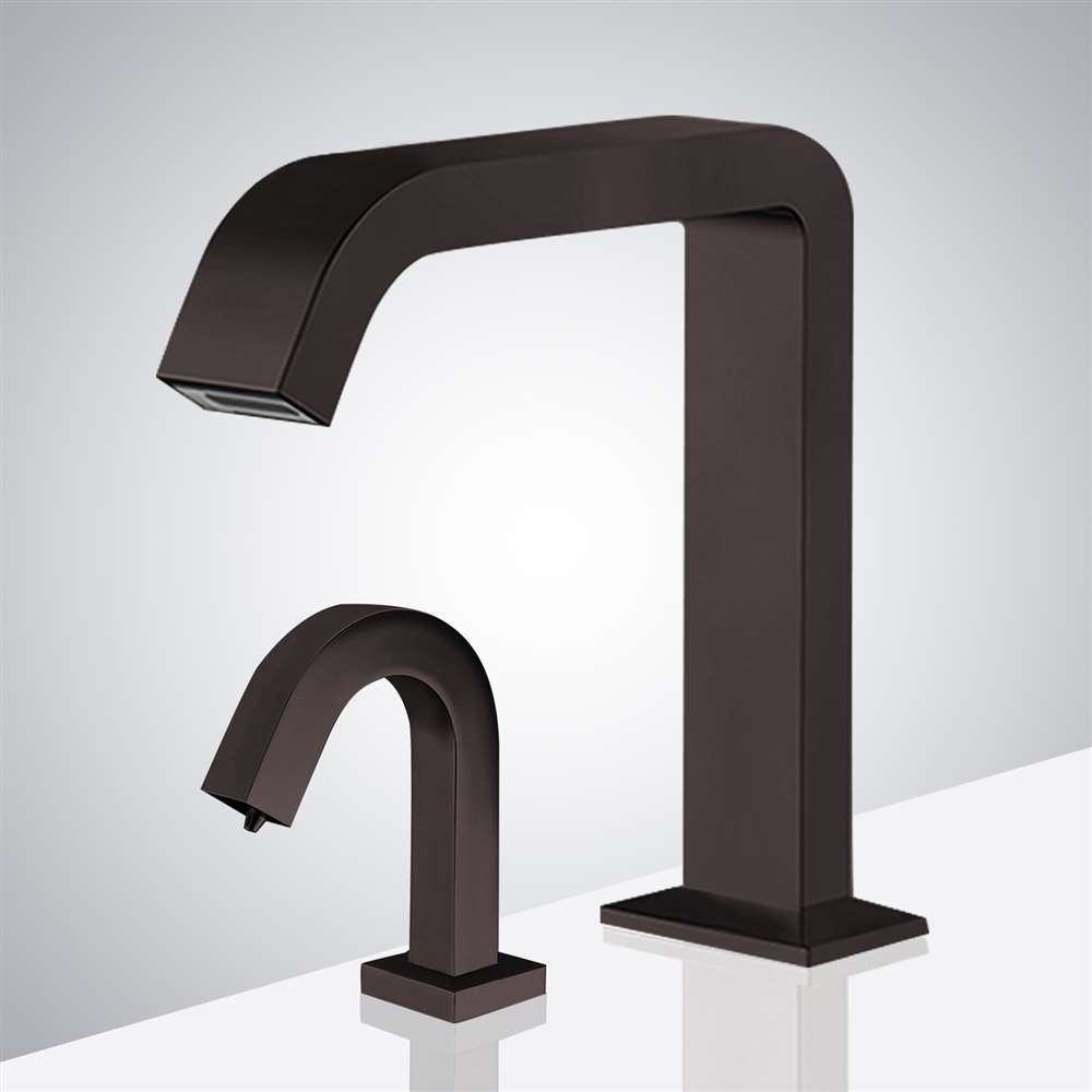 Fontana Pforzheim Touchless Automatic Sensor Dark Oil Rubbed Bronze Faucet and Liquid Soap Dispenser