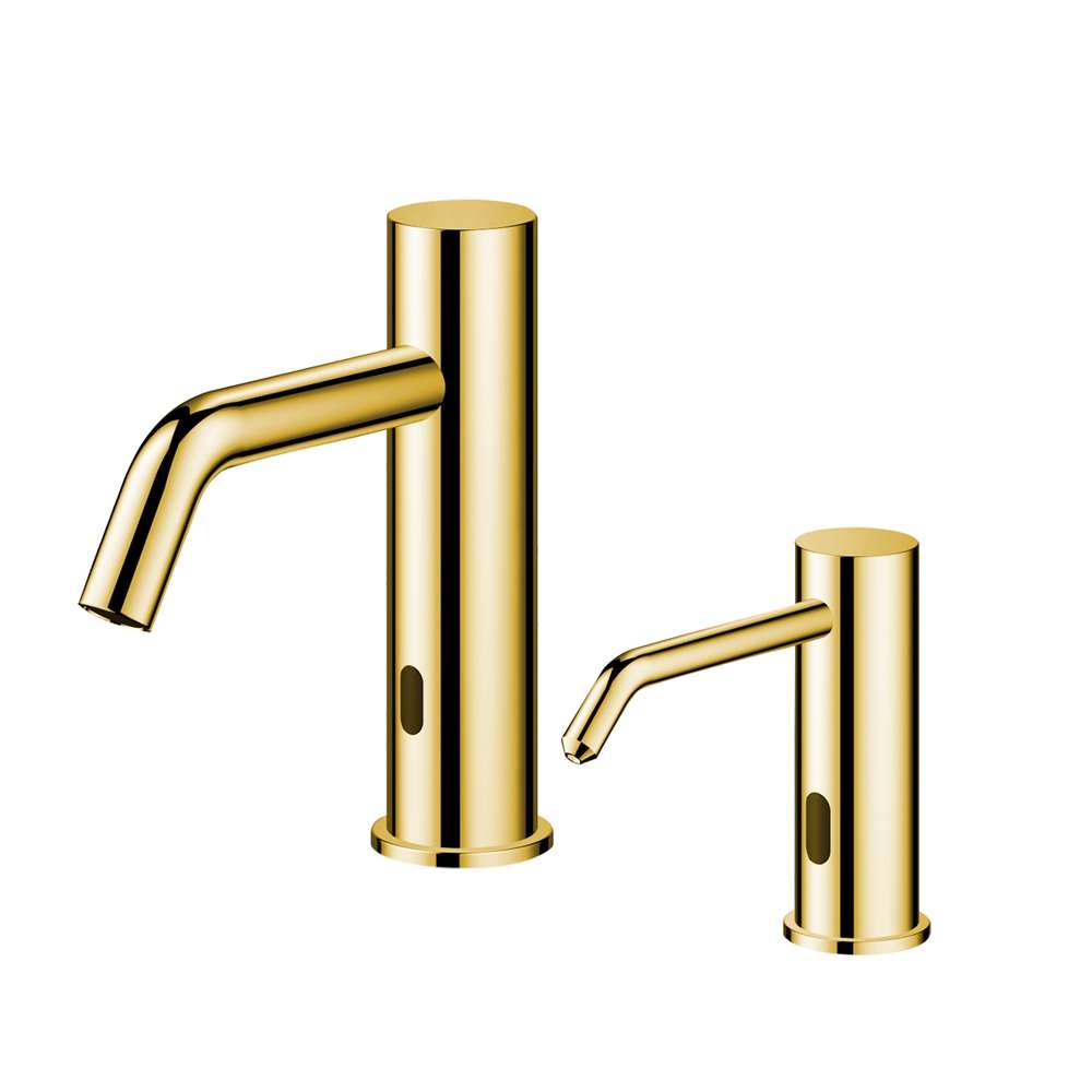 Fontana Polished Gold Commercial Touchless Sensor Faucet & Touchless Soap Dispenser