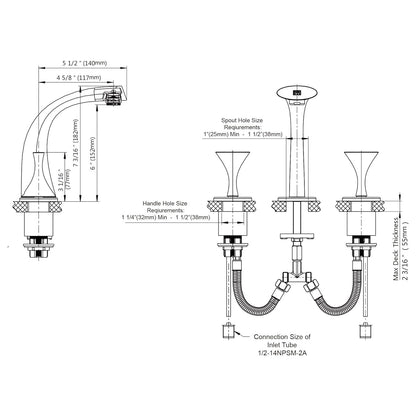 Fontana Porto Dual Handle Hot and Cold Adjustable Matte Black Faucet