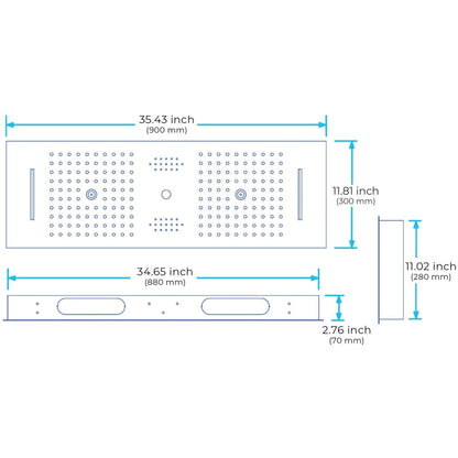 Fontana Rimini Creative Luxury Chrome Recessed Ceiling Mounted LED Musical & Touch Panel Controlled Thermostatic Waterfall, Rainfall, Water Column & Mist Shower System With Hand Shower and Tub Spout