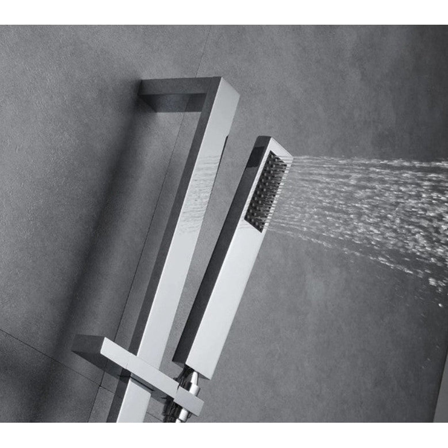 Fontana Rimini Creative Luxury Chrome Recessed Ceiling Mounted LED Musical & Touch Panel Controlled Thermostatic Waterfall, Rainfall, Water Column & Mist Shower System With Hand Shower and Tub Spout