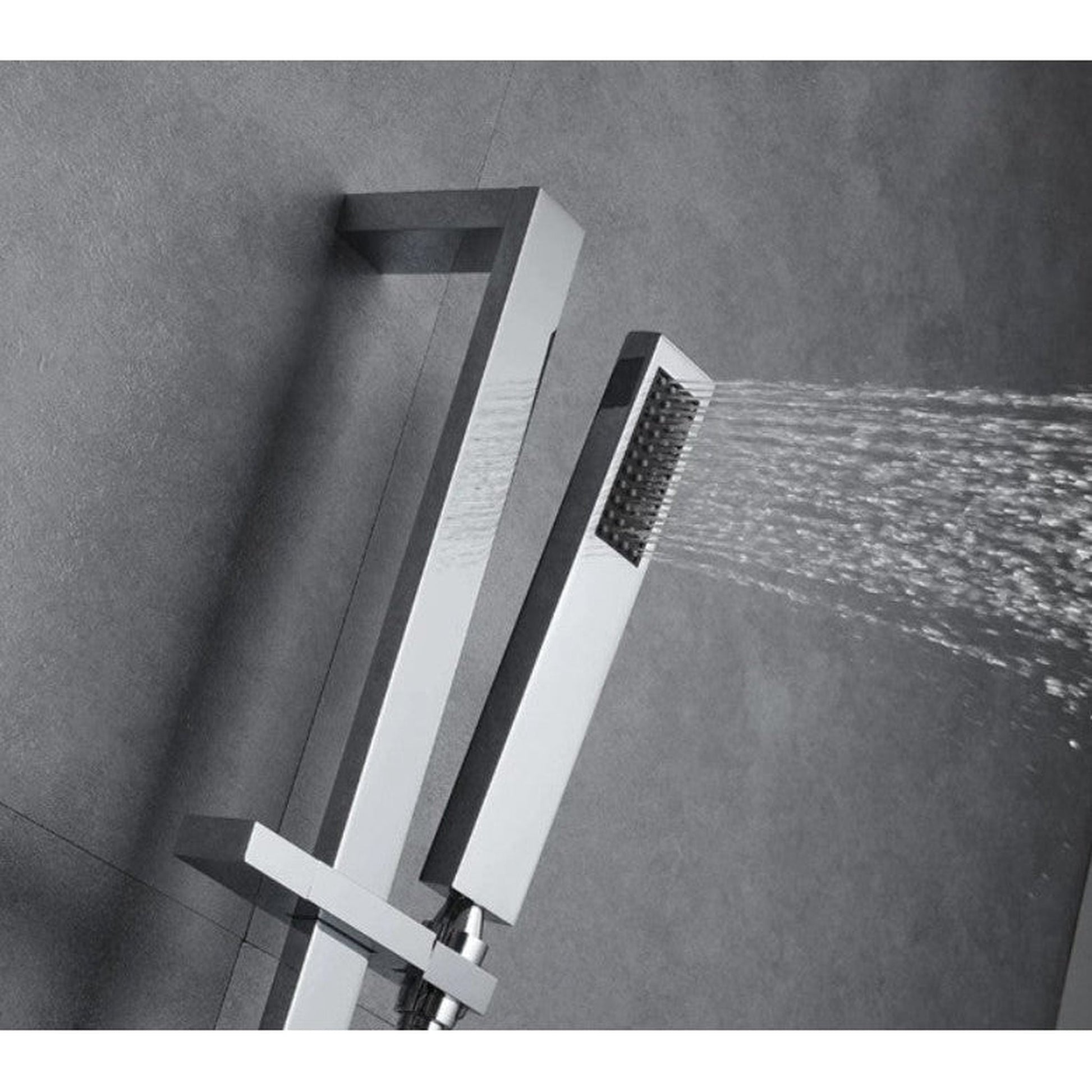 Fontana Rimini Creative Luxury Chrome Recessed Ceiling Mounted LED Musical & Touch Panel Controlled Thermostatic Waterfall, Rainfall, Water Column & Mist Shower System With Hand Shower and Tub Spout