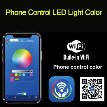 Fontana Rio LED Phone Control Light Polished Chrome Stainless Steel Ceiling Mount Showerhead