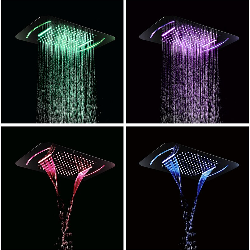 Fontana Rio LED Phone Control Light Polished Chrome Stainless Steel Ceiling Mount Showerhead