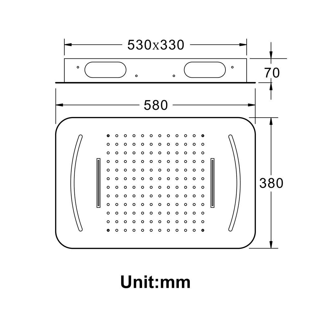 Fontana Rio LED Phone Control Light Polished Chrome Stainless Steel Ceiling Mount Showerhead