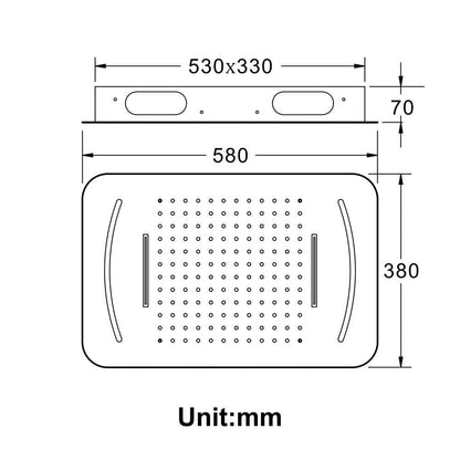 Fontana Rio LED Phone Control Light Polished Chrome Stainless Steel Ceiling Mount Showerhead