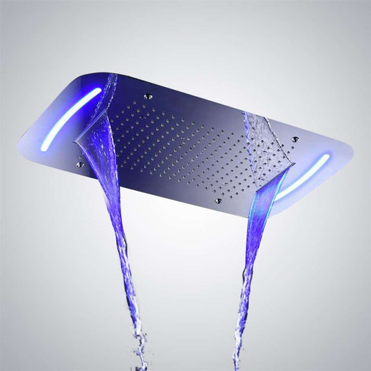 Fontana Rio LED Phone Control Light Polished Chrome Stainless Steel Ceiling Mount Showerhead