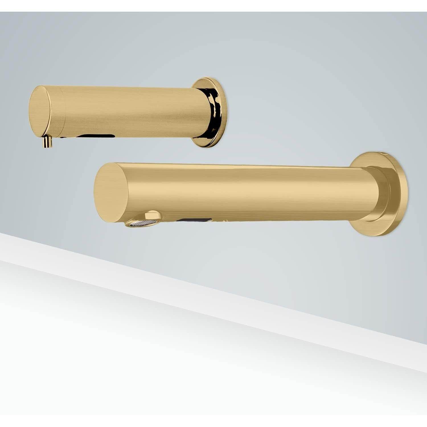 Fontana Rio Wall Mount Dual Automatic Sensor Brushed Gold Commercial Faucet With Sensor Soap Dispenser