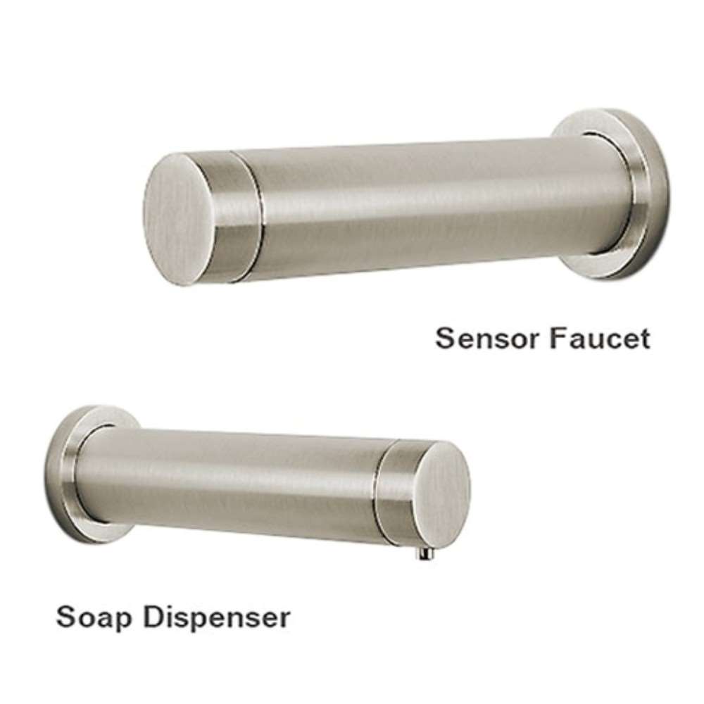 Fontana Rio Wall Mount Dual Automatic Sensor Brushed Nickel Commercial Faucet With Sensor Soap Dispenser