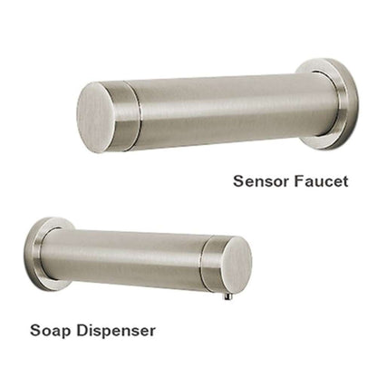Fontana Rio Wall Mount Dual Automatic Sensor Brushed Nickel Commercial Faucet With Sensor Soap Dispenser