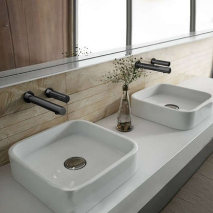Fontana Rio Wall Mount Dual Automatic Sensor Matte Black Commercial Faucet With Sensor Soap Dispenser