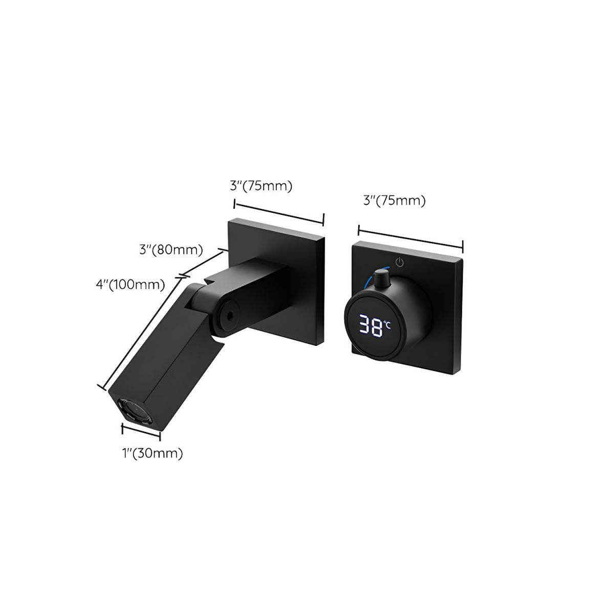 Fontana Rocroi Digital Display Single Handle Wall Mounted Black Faucet